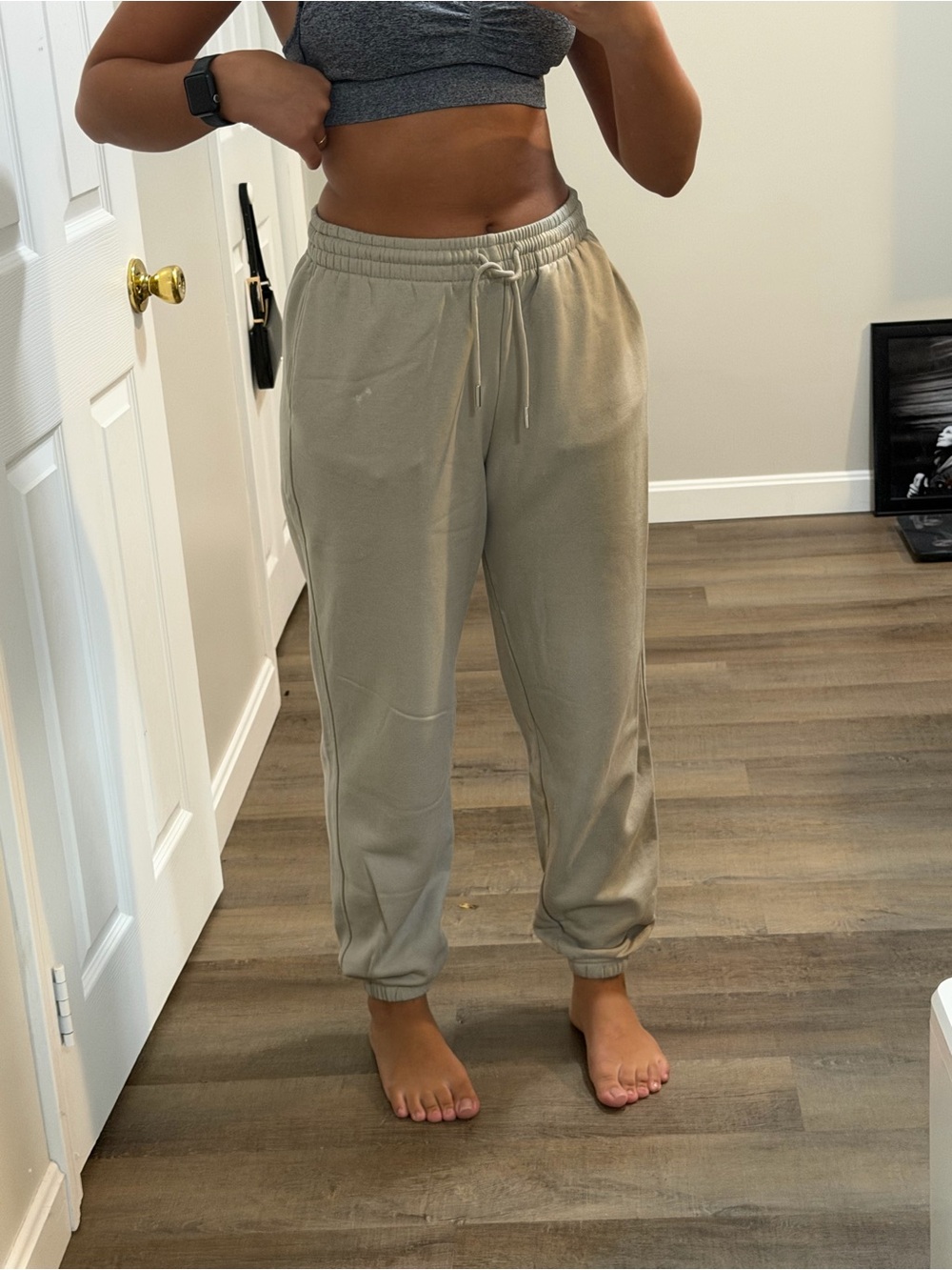 H&M Women's Drawstring Joggers in Light Taupe